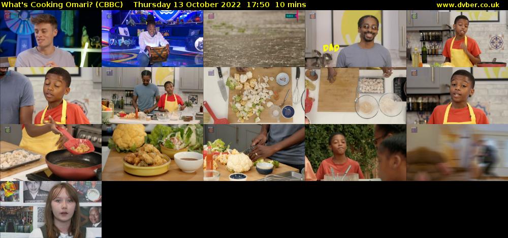What's Cooking Omari? (CBBC) Thursday 13 October 2022 17:50 - 18:00