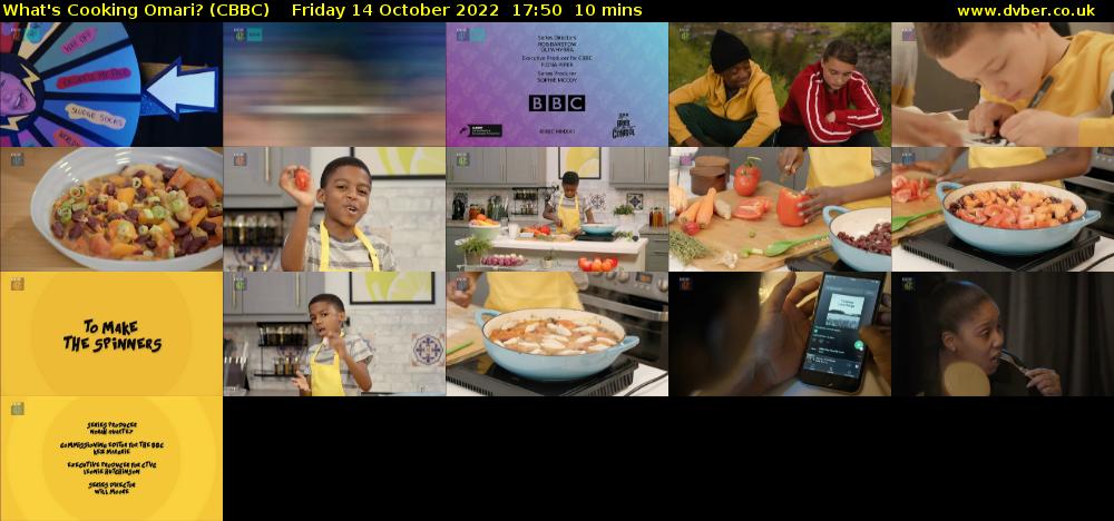What's Cooking Omari? (CBBC) Friday 14 October 2022 17:50 - 18:00