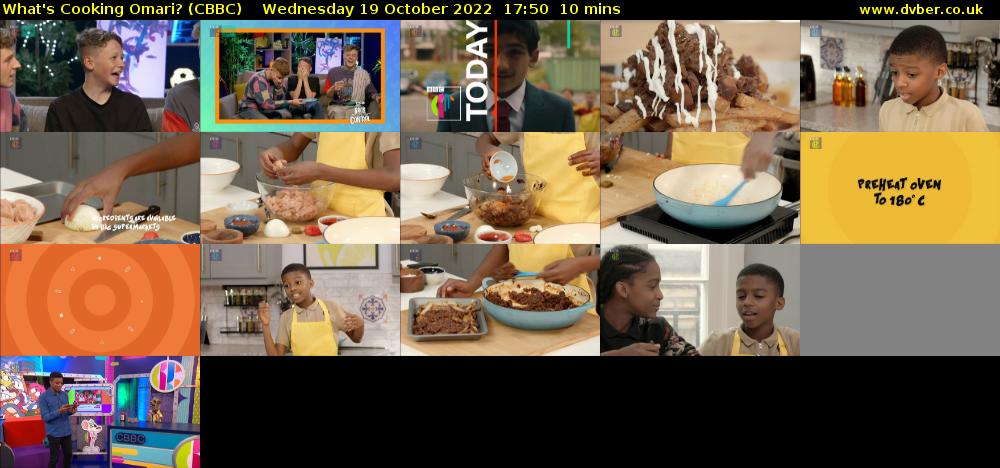 What's Cooking Omari? (CBBC) Wednesday 19 October 2022 17:50 - 18:00