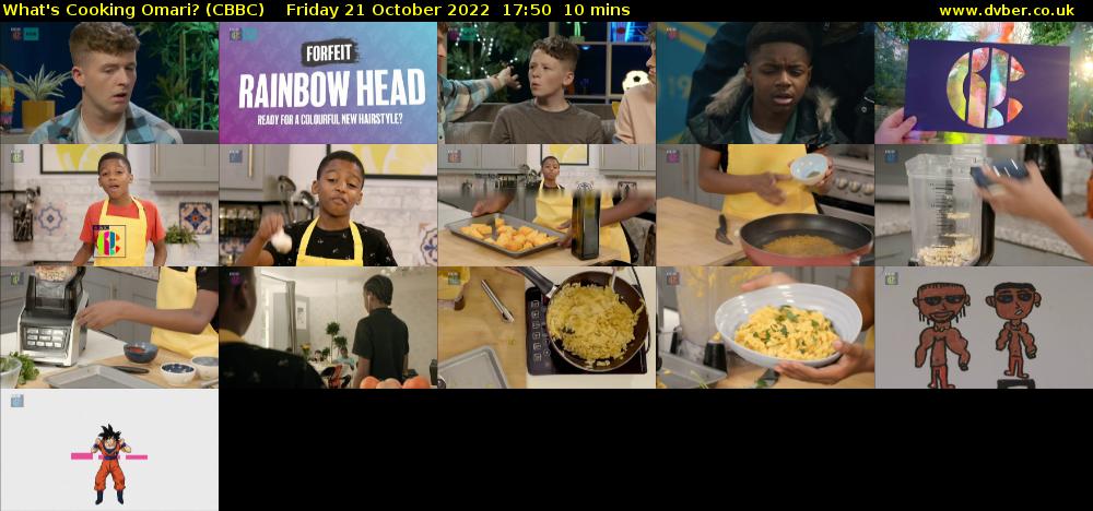 What's Cooking Omari? (CBBC) Friday 21 October 2022 17:50 - 18:00