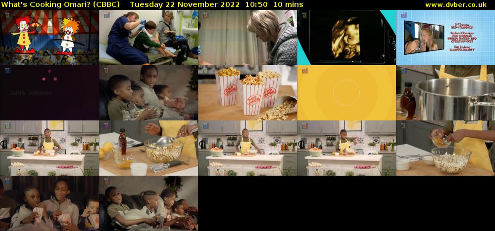 What's Cooking Omari? (CBBC) Tuesday 22 November 2022 10:50 - 11:00
