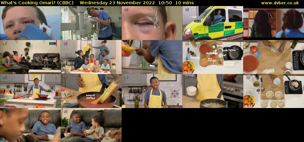 What's Cooking Omari? (CBBC) Wednesday 23 November 2022 10:50 - 11:00