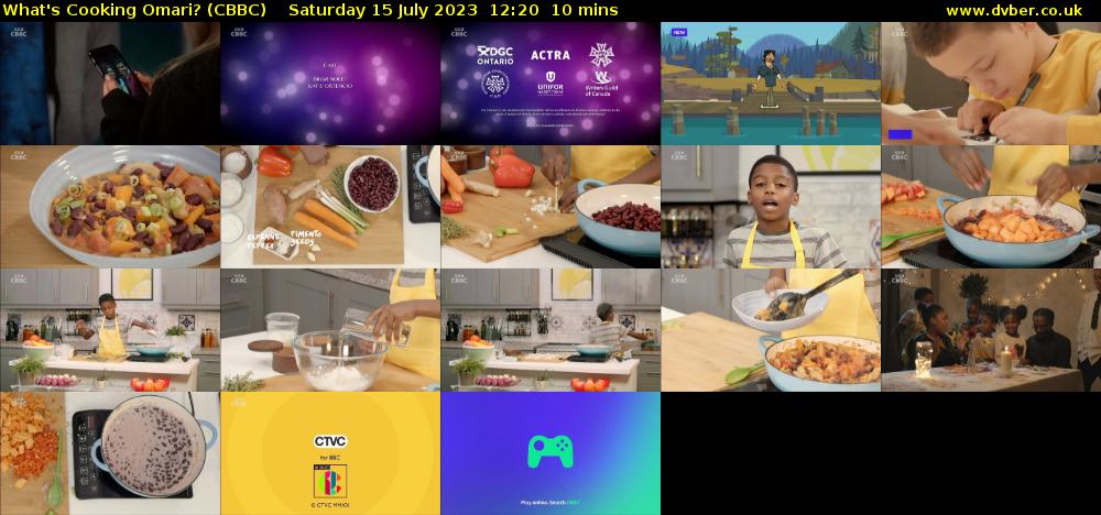 What's Cooking Omari? (CBBC) Saturday 15 July 2023 12:20 - 12:30