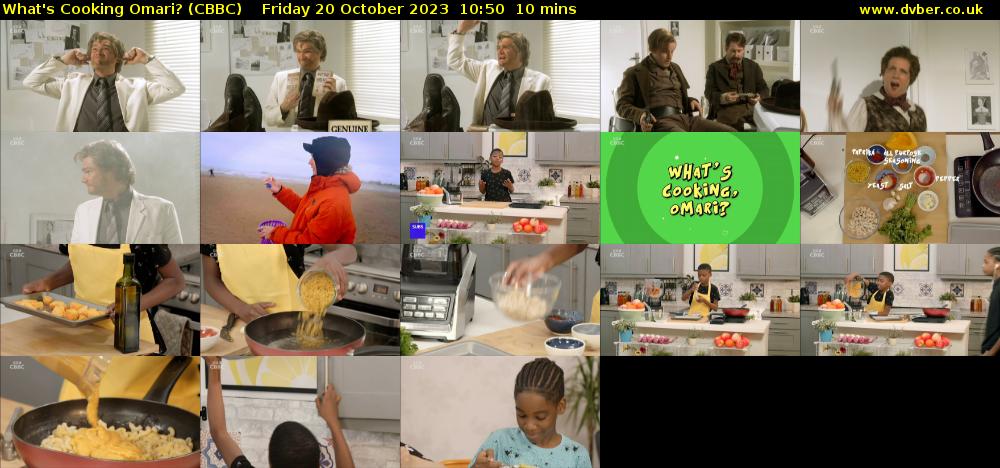 What's Cooking Omari? (CBBC) Friday 20 October 2023 10:50 - 11:00