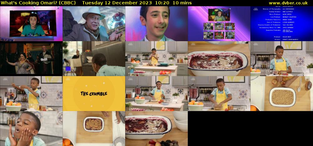 What's Cooking Omari? (CBBC) Tuesday 12 December 2023 10:20 - 10:30