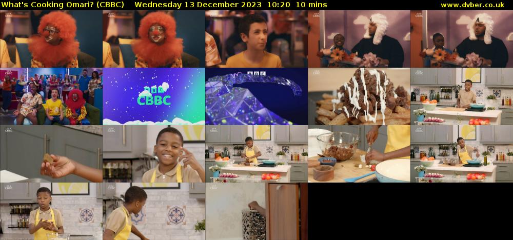 What's Cooking Omari? (CBBC) Wednesday 13 December 2023 10:20 - 10:30