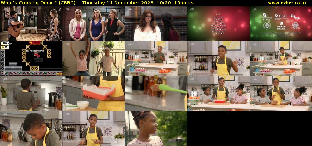 What's Cooking Omari? (CBBC) Thursday 14 December 2023 10:20 - 10:30