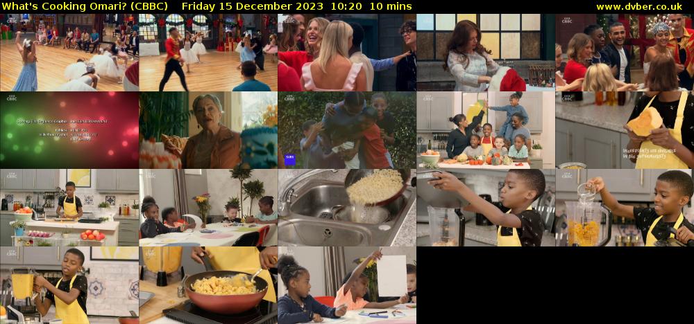 What's Cooking Omari? (CBBC) Friday 15 December 2023 10:20 - 10:30