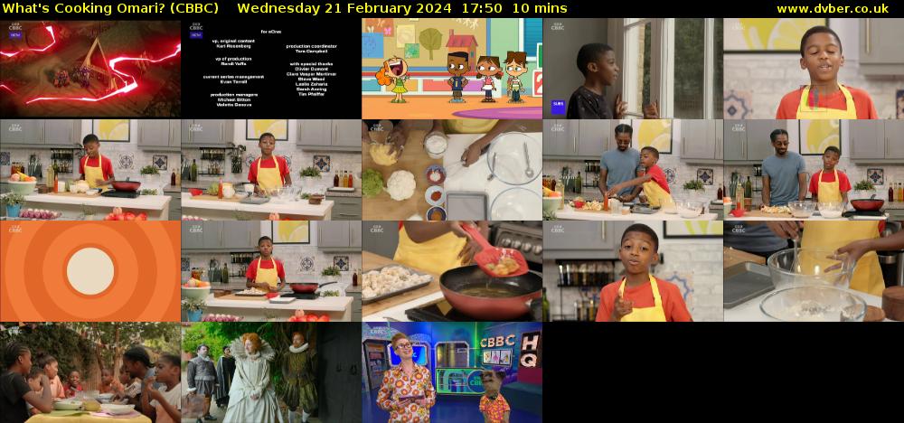 What's Cooking Omari? (CBBC) Wednesday 21 February 2024 17:50 - 18:00