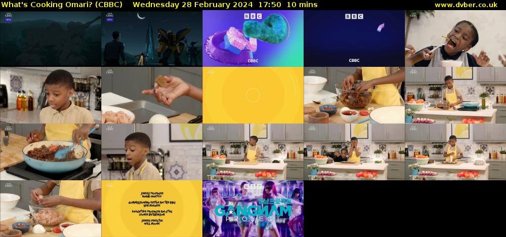 What's Cooking Omari? (CBBC) Wednesday 28 February 2024 17:50 - 18:00