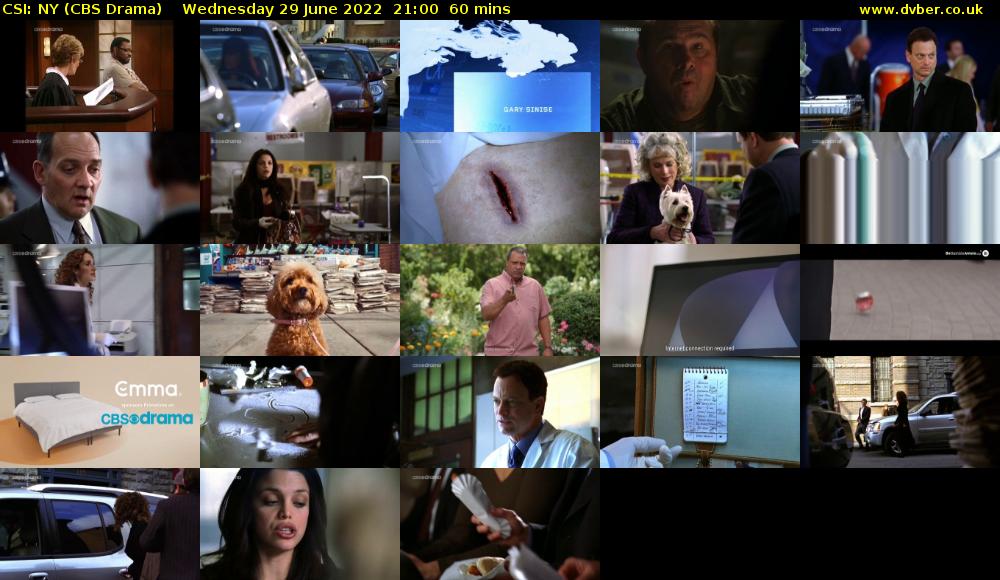 CSI: NY (CBS Drama) Wednesday 29 June 2022 21:00 - 22:00