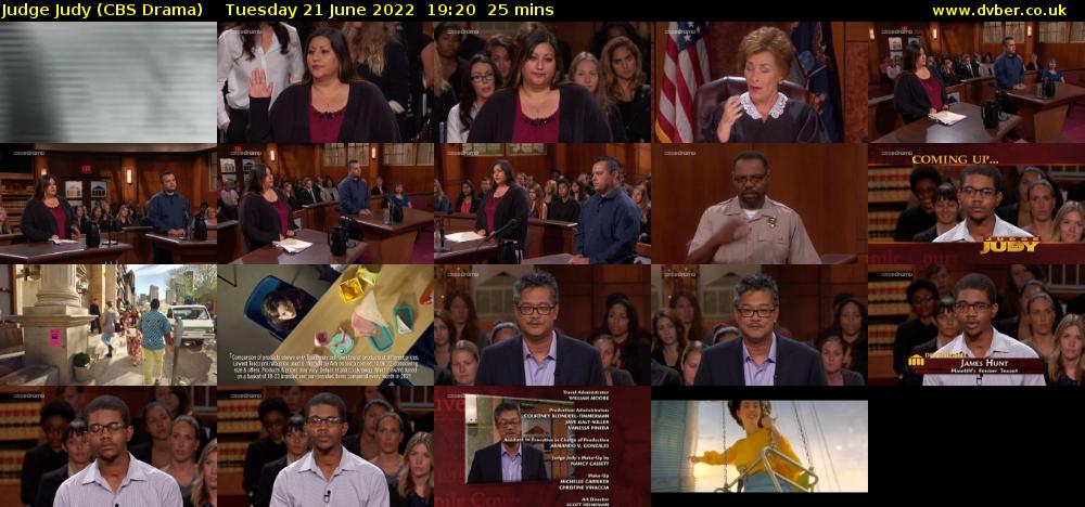 Judge Judy (CBS Drama) Tuesday 21 June 2022 19:20 - 19:45
