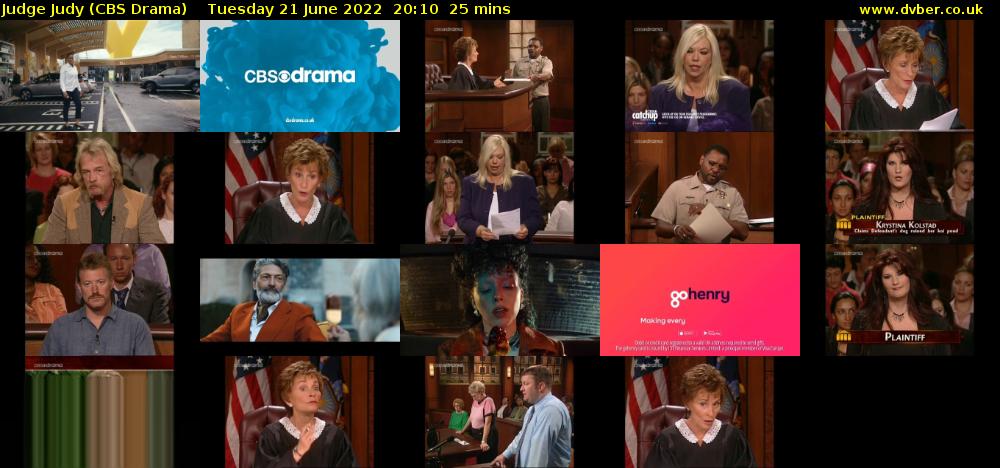Judge Judy (CBS Drama) Tuesday 21 June 2022 20:10 - 20:35
