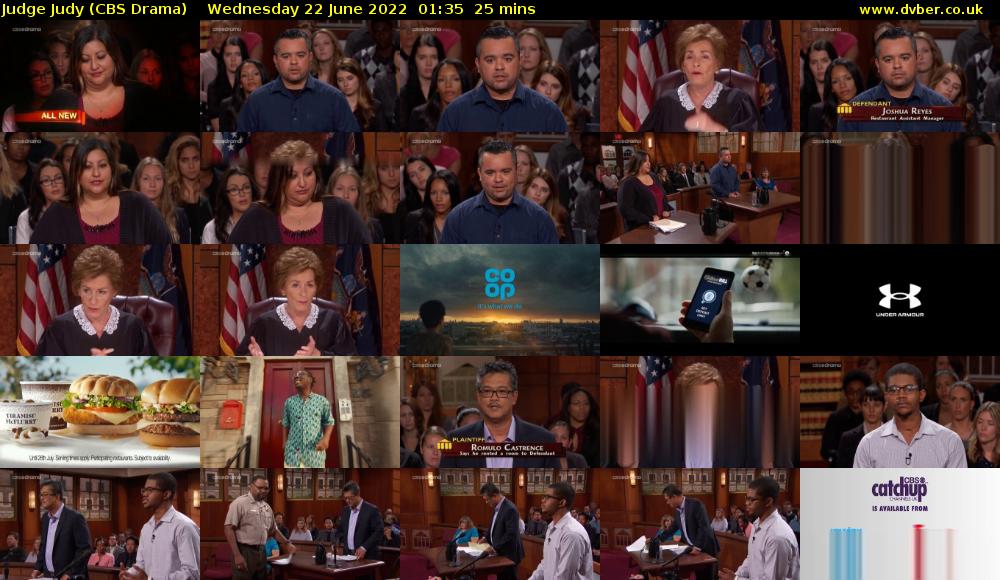 Judge Judy (CBS Drama) Wednesday 22 June 2022 01:35 - 02:00