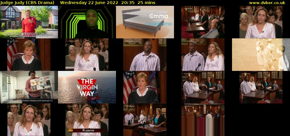 Judge Judy (CBS Drama) Wednesday 22 June 2022 20:35 - 21:00