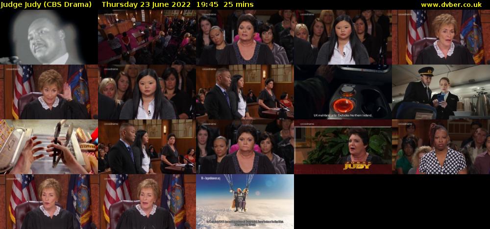 Judge Judy (CBS Drama) Thursday 23 June 2022 19:45 - 20:10