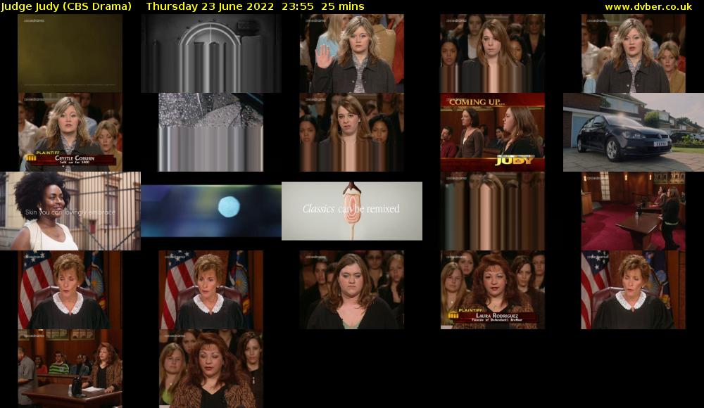 Judge Judy (CBS Drama) Thursday 23 June 2022 23:55 - 00:20