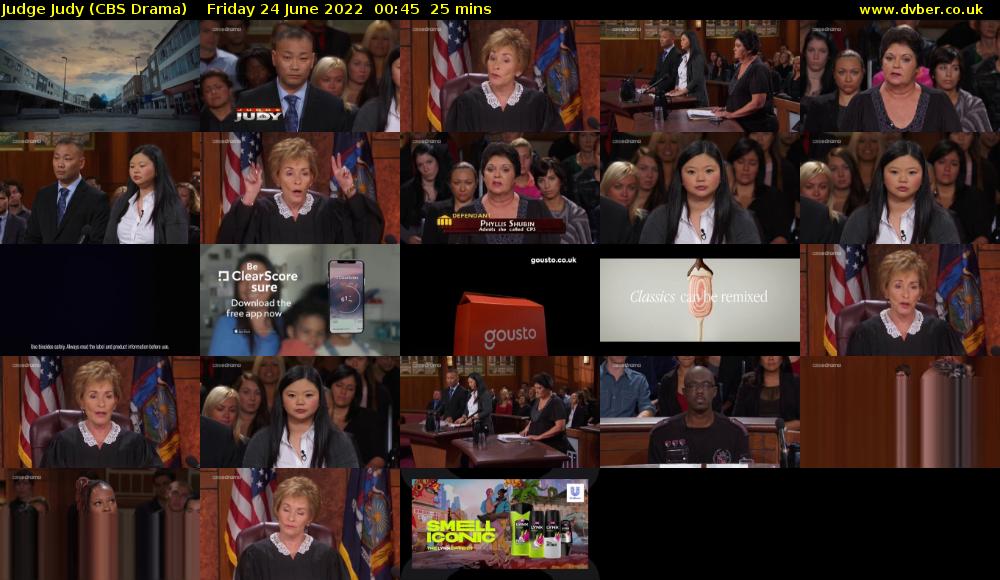 Judge Judy (CBS Drama) Friday 24 June 2022 00:45 - 01:10