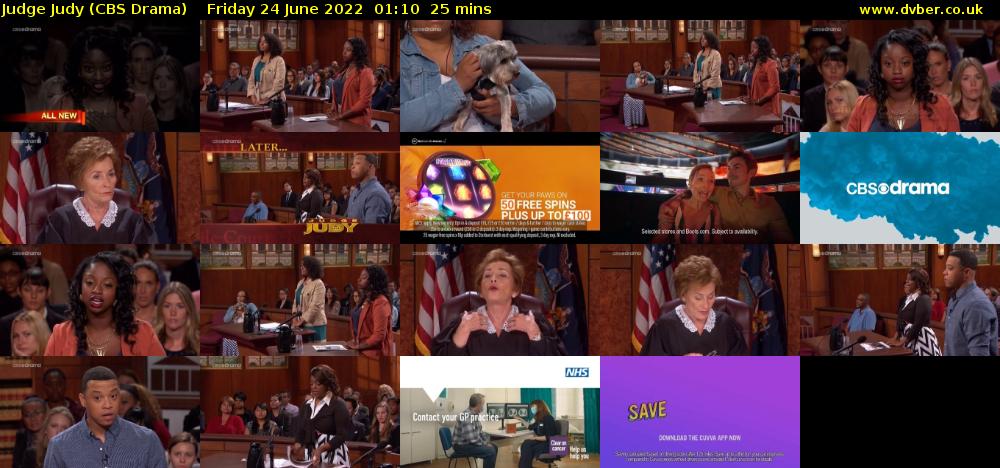 Judge Judy (CBS Drama) Friday 24 June 2022 01:10 - 01:35