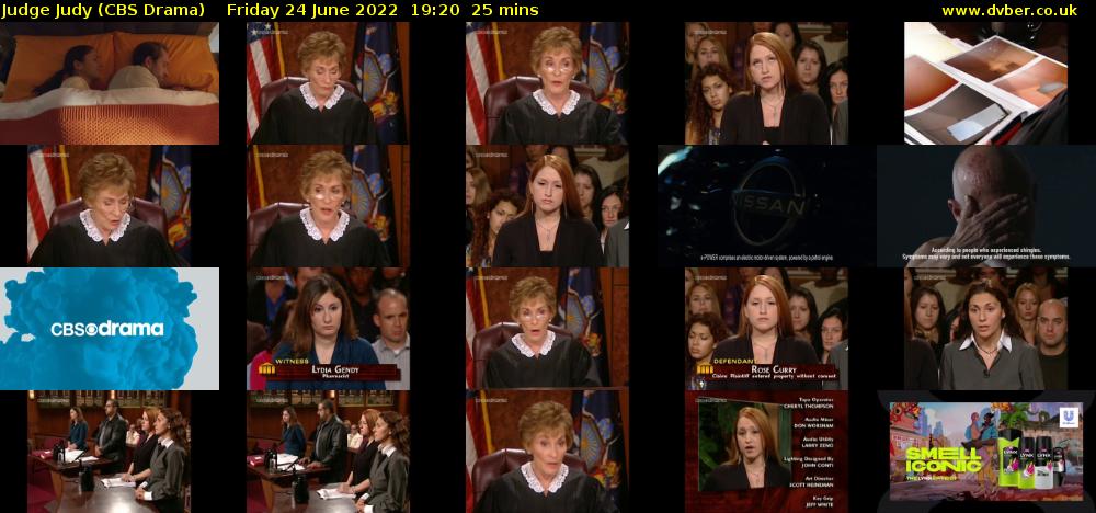 Judge Judy (CBS Drama) Friday 24 June 2022 19:20 - 19:45