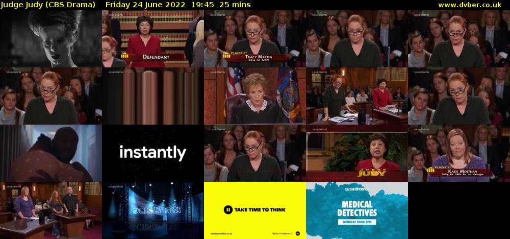 Judge Judy (CBS Drama) Friday 24 June 2022 19:45 - 20:10