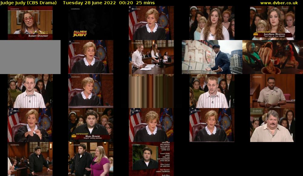 Judge Judy (CBS Drama) Tuesday 28 June 2022 00:20 - 00:45