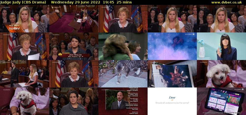 Judge Judy (CBS Drama) Wednesday 29 June 2022 19:45 - 20:10