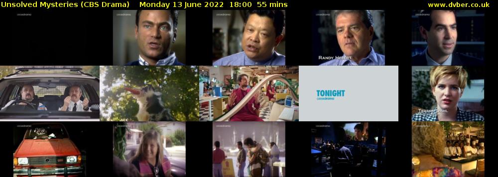 Unsolved Mysteries (CBS Drama) Monday 13 June 2022 18:00 - 18:55