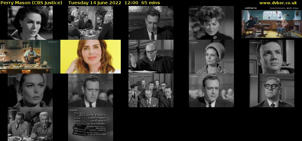 Perry Mason (CBS Justice) Tuesday 14 June 2022 12:00 - 13:05