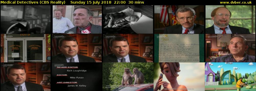Medical Detectives (CBS Reality) Sunday 15 July 2018 22:00 - 22:30
