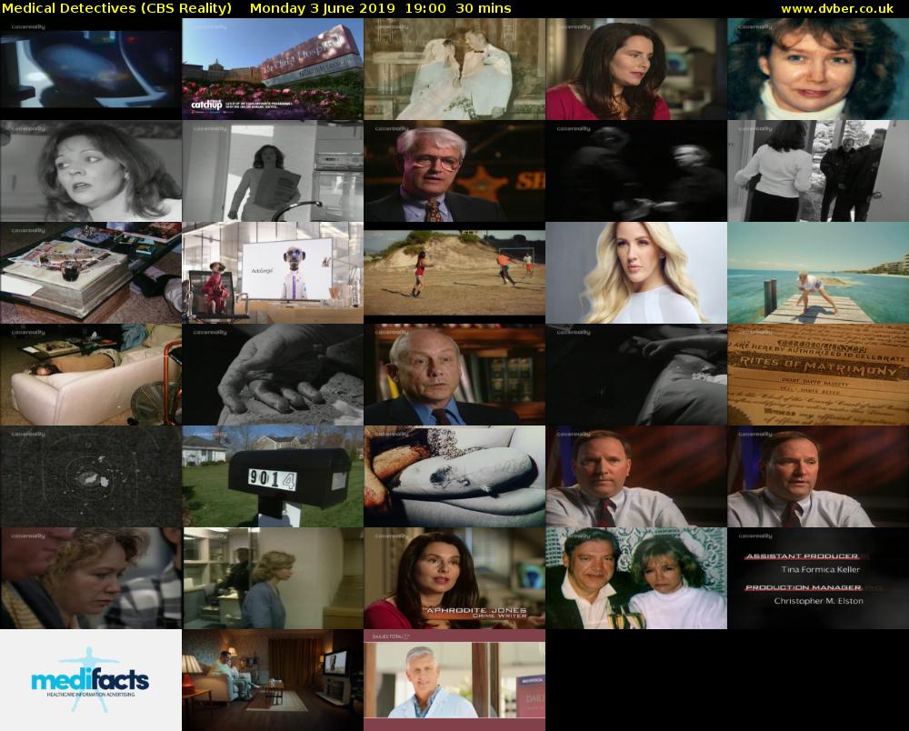 Medical Detectives (CBS Reality) Monday 3 June 2019 19:00 - 19:30
