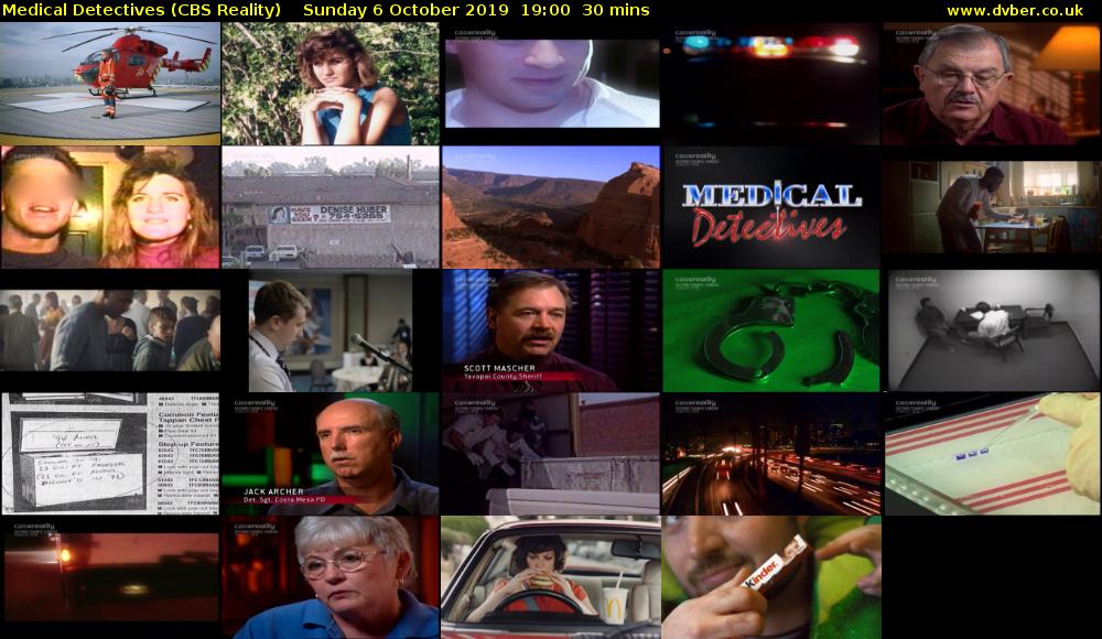 Medical Detectives (CBS Reality) Sunday 6 October 2019 19:00 - 19:30