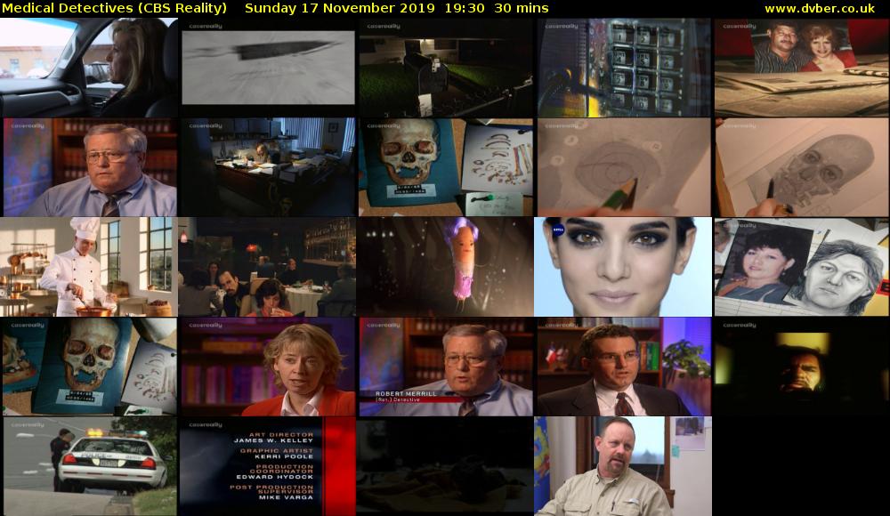 Medical Detectives (CBS Reality) Sunday 17 November 2019 19:30 - 20:00