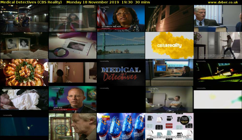 Medical Detectives (CBS Reality) Monday 18 November 2019 19:30 - 20:00