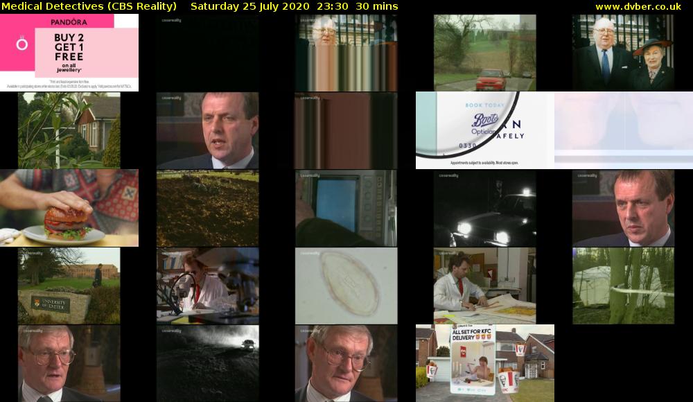 Medical Detectives (CBS Reality) Saturday 25 July 2020 23:30 - 00:00