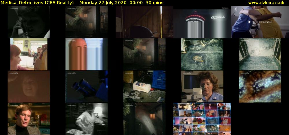 Medical Detectives (CBS Reality) Monday 27 July 2020 00:00 - 00:30