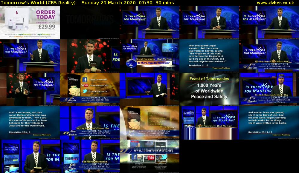 Tomorrow's World (CBS Reality) Sunday 29 March 2020 07:30 - 08:00