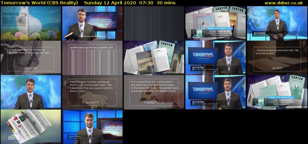 Tomorrow's World (CBS Reality) Sunday 12 April 2020 07:30 - 08:00