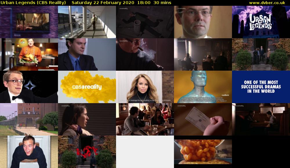 Urban Legends (CBS Reality) Saturday 22 February 2020 18:00 - 18:30