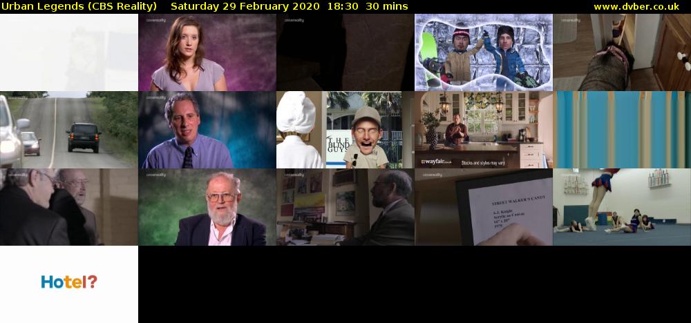 Urban Legends (CBS Reality) Saturday 29 February 2020 18:30 - 19:00