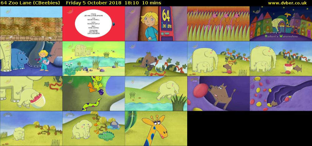 64 Zoo Lane (CBeebies) Friday 5 October 2018 18:10 - 18:20