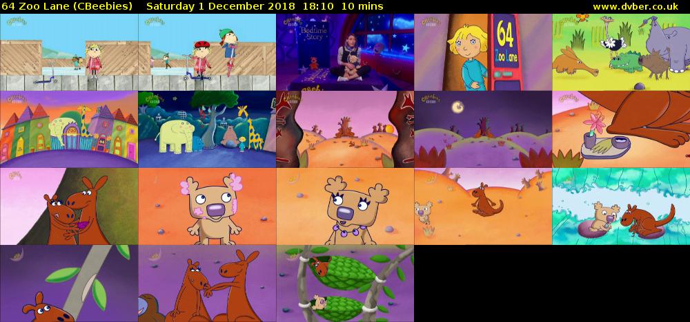 64 Zoo Lane (CBeebies) Saturday 1 December 2018 18:10 - 18:20