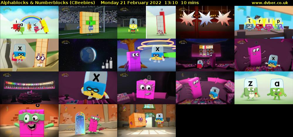 Alphablocks & Numberblocks (CBeebies) Monday 21 February 2022 13:10 - 13:20