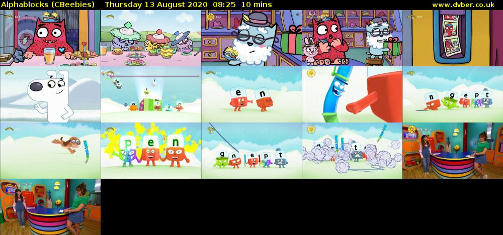 Alphablocks (CBeebies) Thursday 13 August 2020 08:25 - 08:35