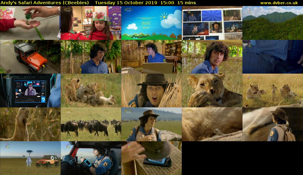 Andy's Safari Adventures (CBeebies) Tuesday 15 October 2019 15:00 - 15:15