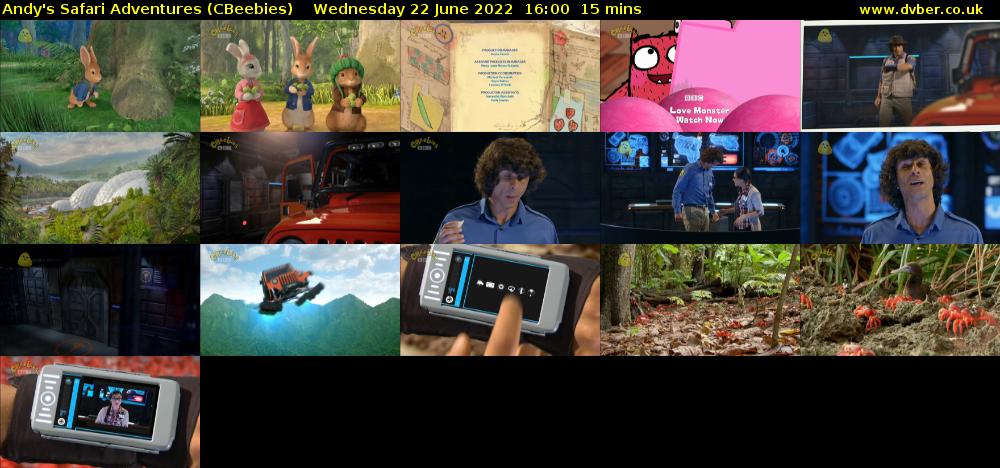 Andy's Safari Adventures (CBeebies) Wednesday 22 June 2022 16:00 - 16:15