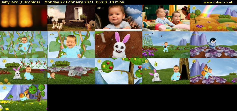 Baby Jake (CBeebies) Monday 22 February 2021 06:00 - 06:10