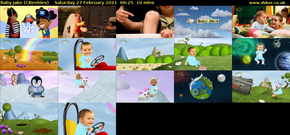 Baby Jake (CBeebies) Saturday 27 February 2021 06:25 - 06:35