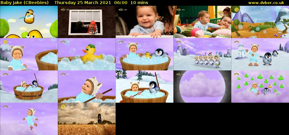 Baby Jake (CBeebies) Thursday 25 March 2021 06:00 - 06:10