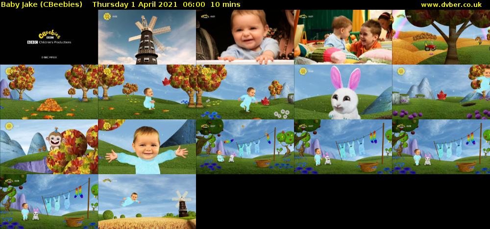 Baby Jake (CBeebies) Thursday 1 April 2021 06:00 - 06:10
